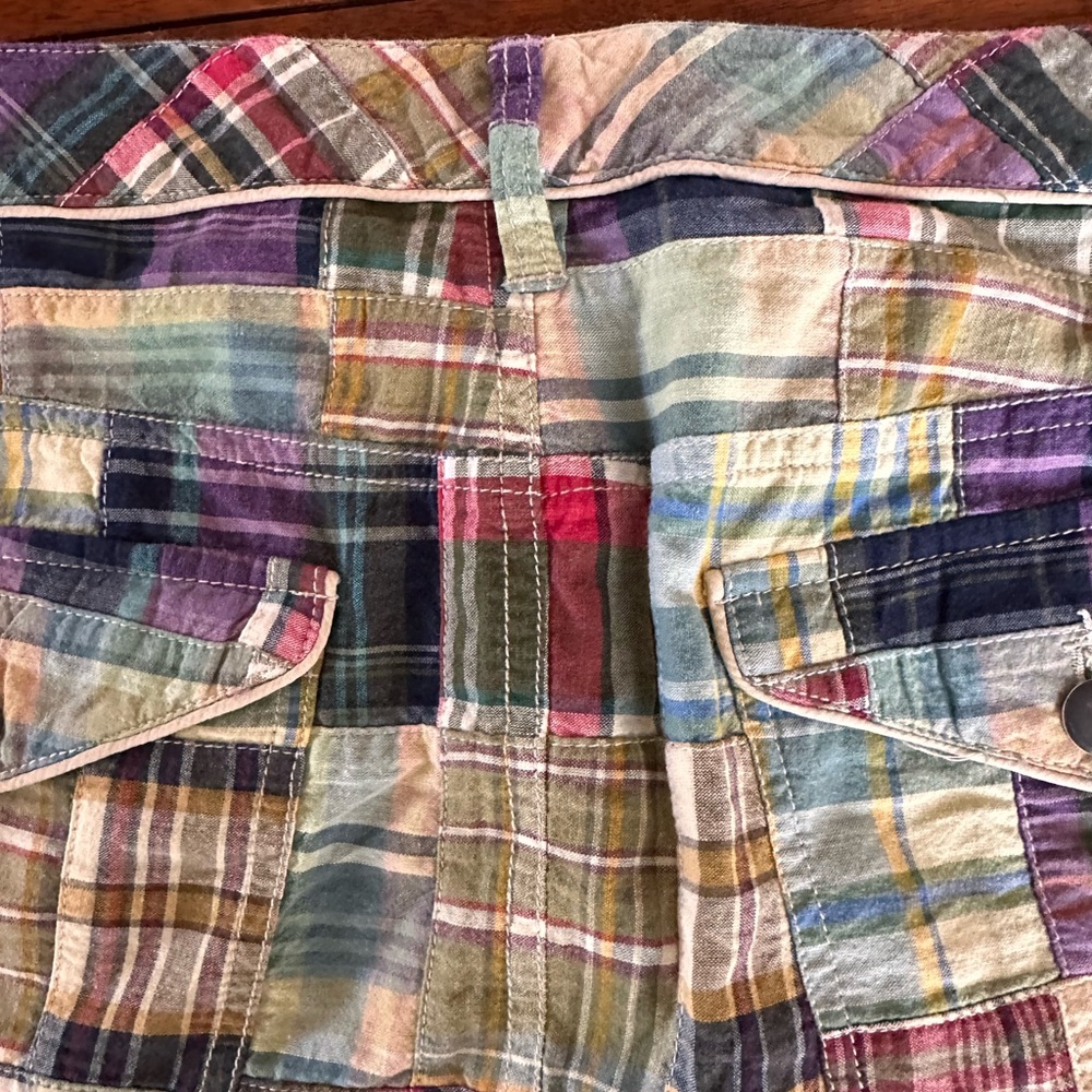 Tommy Hilfiger Patchwork Plaid Mini Skirt Size 10 Cotton Preppy Madras 2007 - Picture 9 of 11